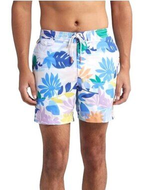 Tommy Bahama Mens Blue Tropical UPF Pockets Board Shorts Swimwear Sz 2XLB New